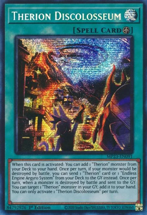Therion Discolosseum MP23-EN091 Yu-Gi-Oh card from 25th Anniversary Tin: Dueling Heroes Mega Pack