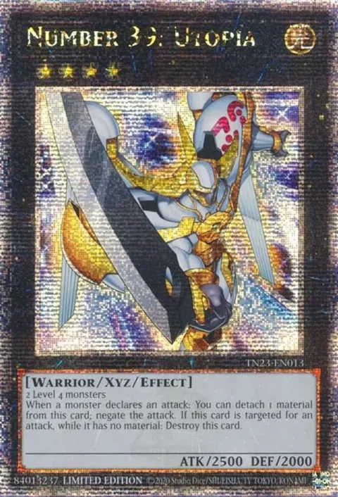 Number 39: Utopia Quarter Century Secret Rare TN23-EN013 Yu-Gi-Oh card from 25th Anniversary Tin: Dueling Heroes