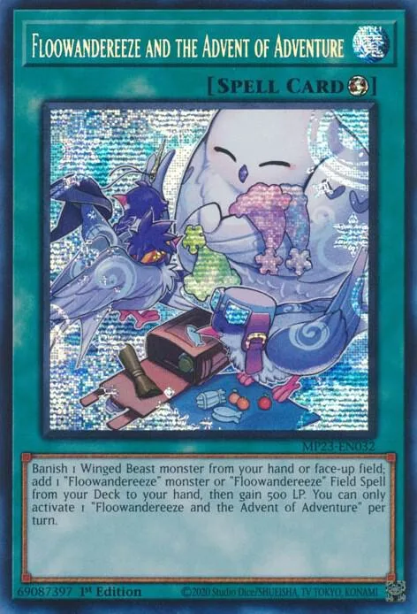 Floowandereeze and the Advent of Adventure MP23-EN032 Yu-Gi-Oh card from 25th Anniversary Tin: Dueling Heroes Mega Pack