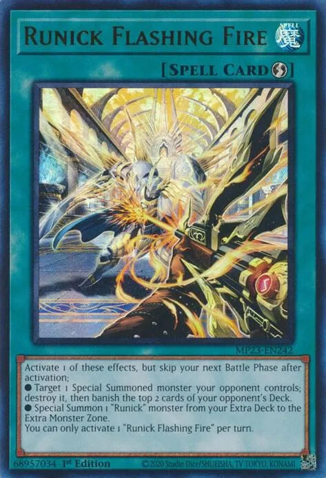 Runick Flashing Fire MP23-EN242 Yu-Gi-Oh card from 25th Anniversary Tin: Dueling Heroes Mega Pack