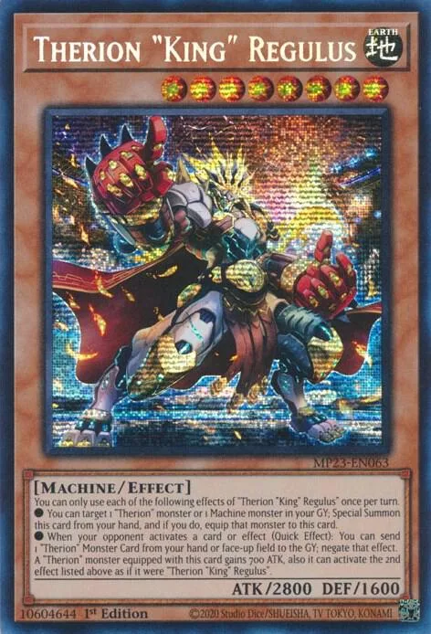 Therion "King" Regulus MP23-EN063 Yu-Gi-Oh card from 25th Anniversary Tin: Dueling Heroes Mega Pack