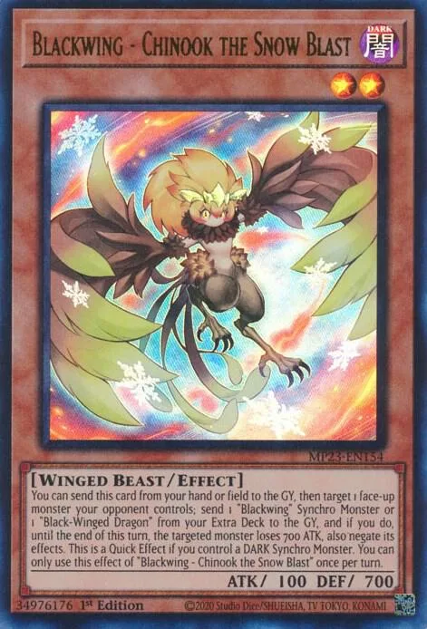 Blackwing - Chinook the Snow Blast MP23-EN154 Yu-Gi-Oh card from 25th Anniversary Tin: Dueling Heroes Mega Pack
