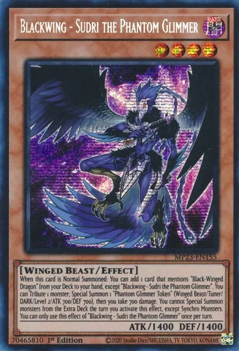 Blackwing - Sudri the Phantom Glimmer MP23-EN155 Yu-Gi-Oh card from 25th Anniversary Tin: Dueling Heroes Mega Pack