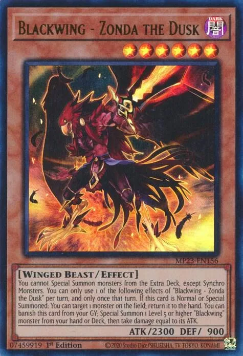 Blackwing - Zonda the Dusk MP23-EN156 Yu-Gi-Oh card from 25th Anniversary Tin: Dueling Heroes Mega Pack