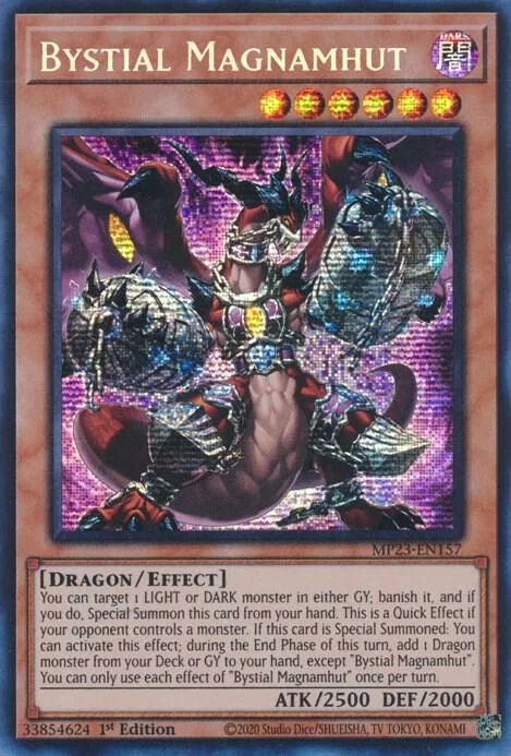 Bystial Magnamhut MP23-EN157 Yu-Gi-Oh card from 25th Anniversary Tin: Dueling Heroes Mega Pack