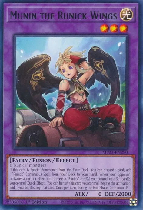 Munin the Runick Wings MP23-EN250 Yu-Gi-Oh card from 25th Anniversary Tin: Dueling Heroes Mega Pack