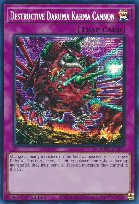 Destructive Daruma Karma Cannon MP23-EN217 Yu-Gi-Oh card from 25th Anniversary Tin: Dueling Heroes Mega Pack