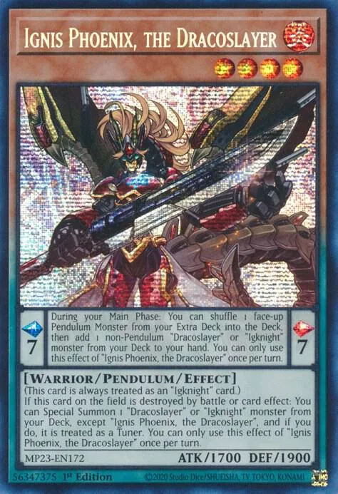 Ignis Phoenix, the Dracoslayer MP23-EN172 Yu-Gi-Oh card from 25th Anniversary Tin: Dueling Heroes Mega Pack