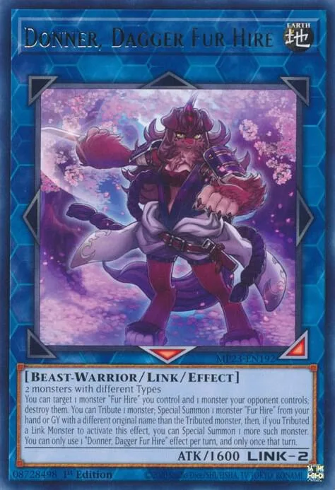 Donner, Dagger Fur Hire MP23-EN192 Yu-Gi-Oh card from 25th Anniversary Tin: Dueling Heroes Mega Pack