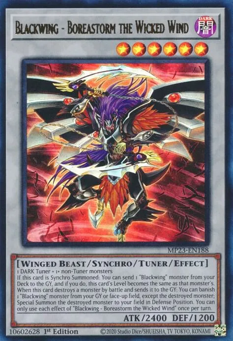 Blackwing - Boreastorm the Wicked Wind MP23-EN188 Yu-Gi-Oh card from 25th Anniversary Tin: Dueling Heroes Mega Pack