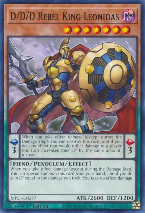 D/D/D Rebel King Leonidas MP23-EN277 Yu-Gi-Oh card from 25th Anniversary Tin: Dueling Heroes Mega Pack