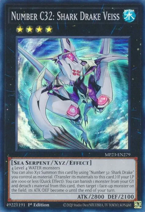 Number C32: Shark Drake Veiss MP23-EN279 Yu-Gi-Oh card from 25th Anniversary Tin: Dueling Heroes Mega Pack
