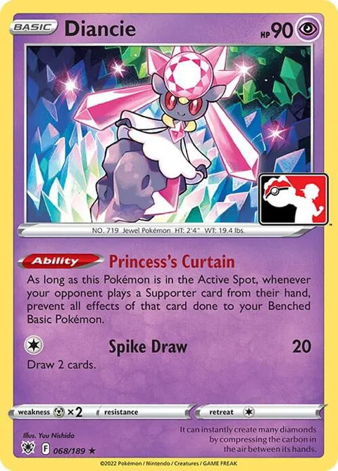 Diancie #068/189 Pokémon card from Prize Pack Series Cards