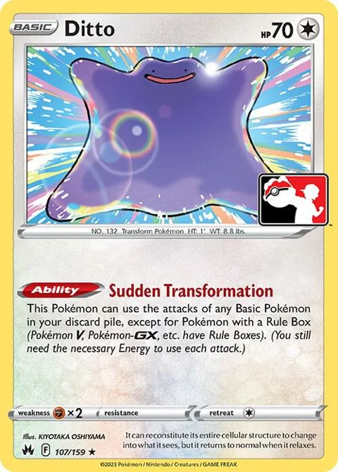 Ditto #107/159 Pokémon card from Prize Pack Series Cards