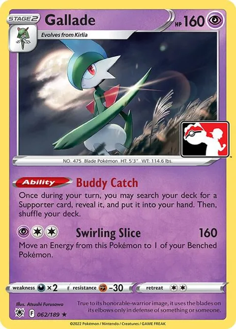 Gallade #062/189 Pokémon card from Prize Pack Series Cards