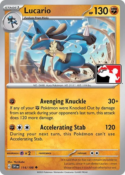 Lucario #114/198 Pokémon card from Prize Pack Series Cards