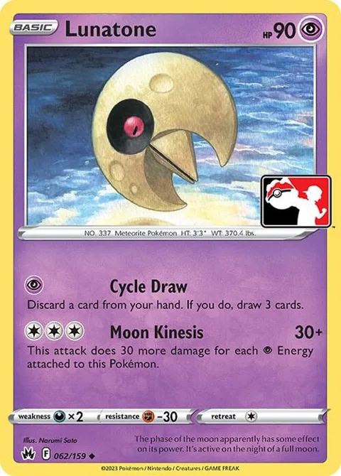 Lunatone #062/159 Pokémon card from Prize Pack Series Cards