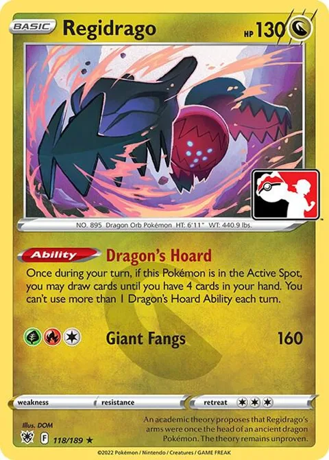 Regidrago #118/189 Pokémon card from Prize Pack Series Cards