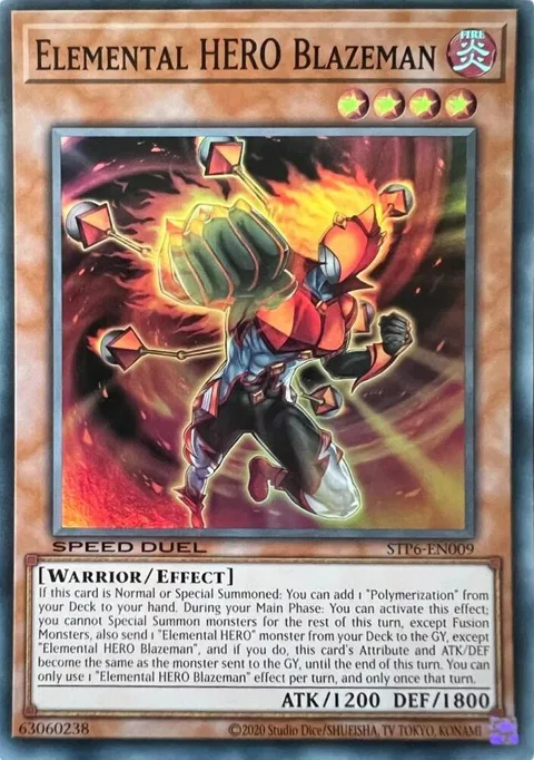 Elemental HERO Blazeman STP6-EN009 Yu-Gi-Oh card from Speed Duel: Tournament Pack 6