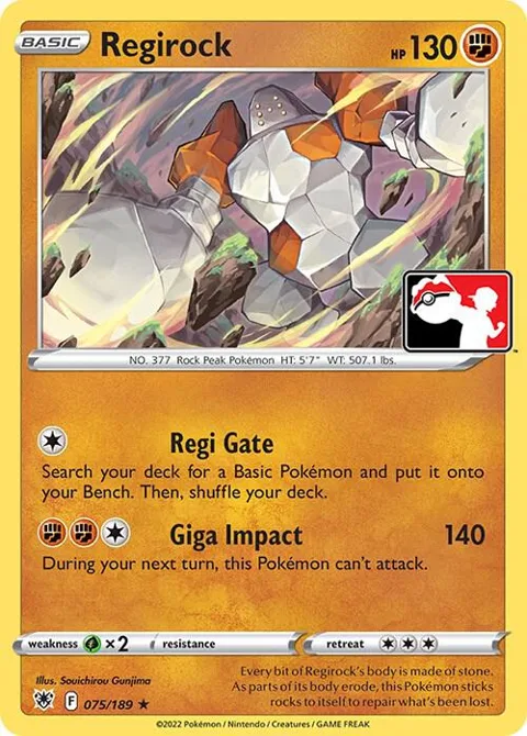 Regirock #075/189 Pokémon card from Prize Pack Series Cards