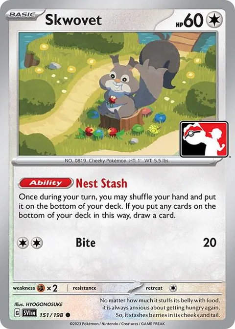 Skwovet #151/198 Pokémon card from Prize Pack Series Cards