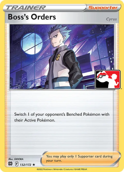 Boss's Orders [Cyrus] #132/172 Holofoil Pokémon card from Prize Pack Series Cards