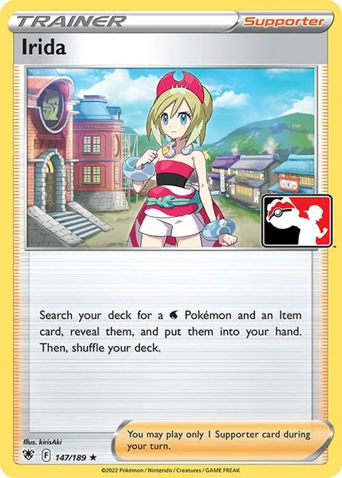 Irida #147/189 Pokémon card from Prize Pack Series Cards
