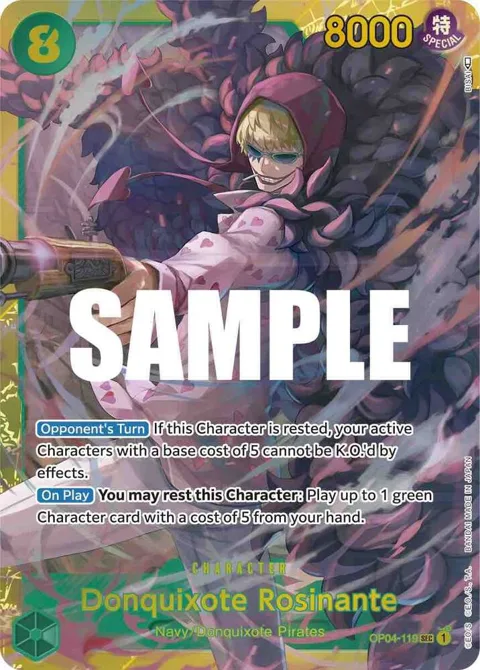 Donquixote Rosinante OP04-119 One Piece card from Kingdoms of Intrigue