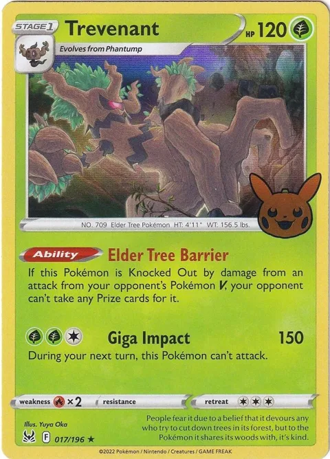 Trevenant #017/196 Holofoil Pokémon card from Trick or Trade BOOster Bundle 2023