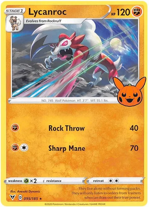 Lycanroc #095/185 Pokémon card from Trick or Trade BOOster Bundle 2023