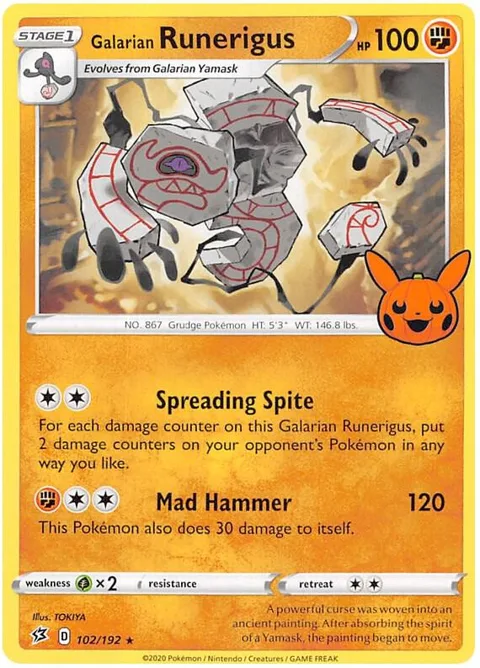 Galarian Runerigus #102/192 Pokémon card from Trick or Trade BOOster Bundle 2023