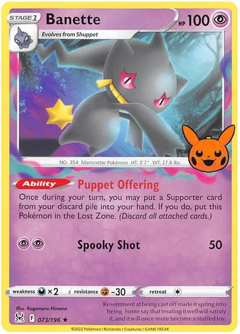 Banette #073/196 Pokémon card from Trick or Trade BOOster Bundle 2023