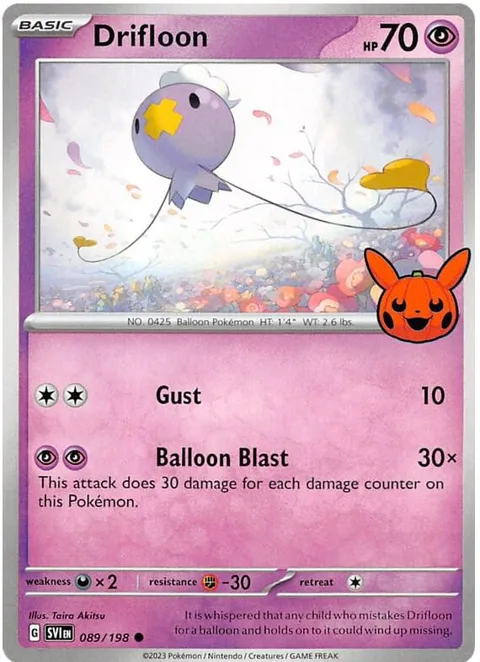Drifloon #089/198 Pokémon card from Trick or Trade BOOster Bundle 2023