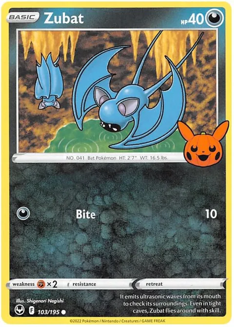 Zubat #103/195 Pokémon card from Trick or Trade BOOster Bundle 2023