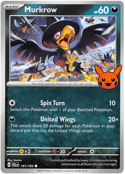 Murkrow #131/193 Pokémon card from Trick or Trade BOOster Bundle 2023
