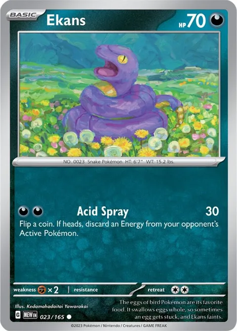 Ekans #023/165 Reverse Holofoil Pokémon card from Scarlet & Violet 151