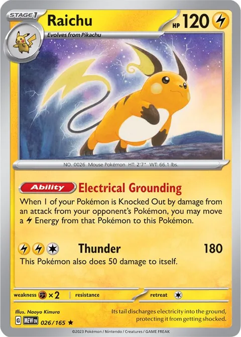 Raichu #026/165 Holofoil Pokémon card from Scarlet & Violet 151
