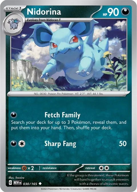 Nidorina #030/165 Pokémon card from Scarlet & Violet 151