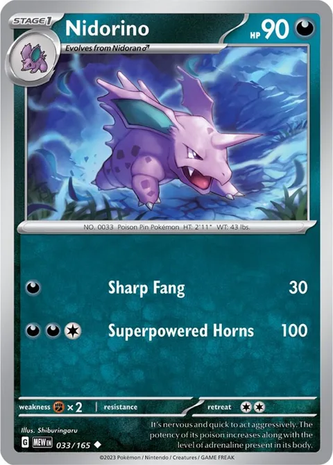 Nidorino #033/165 Pokémon card from Scarlet & Violet 151