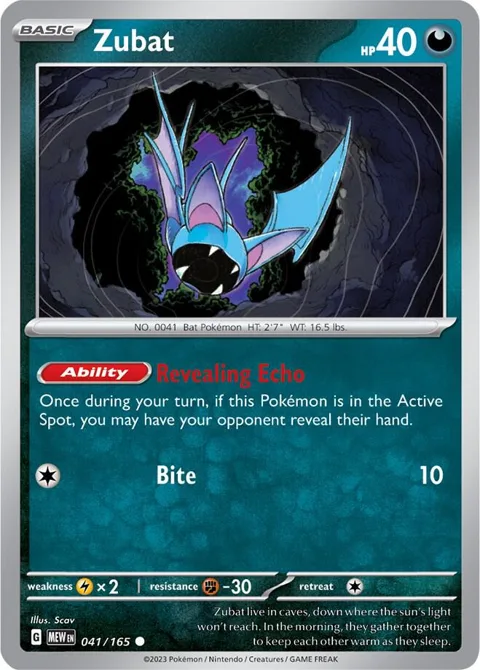 Zubat #041/165 Pokémon card from Scarlet & Violet 151