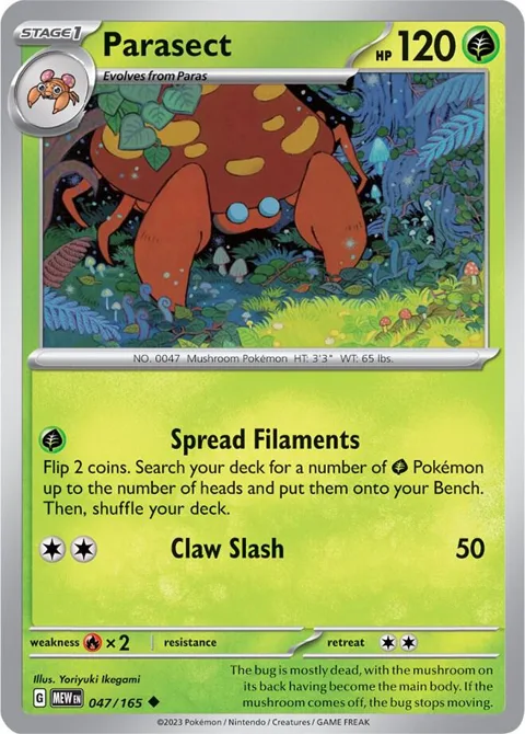 Parasect #047/165 Reverse Holofoil Pokémon card from Scarlet & Violet 151