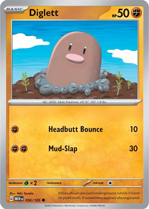 Diglett #050/165 Reverse Holofoil Pokémon card from Scarlet & Violet 151