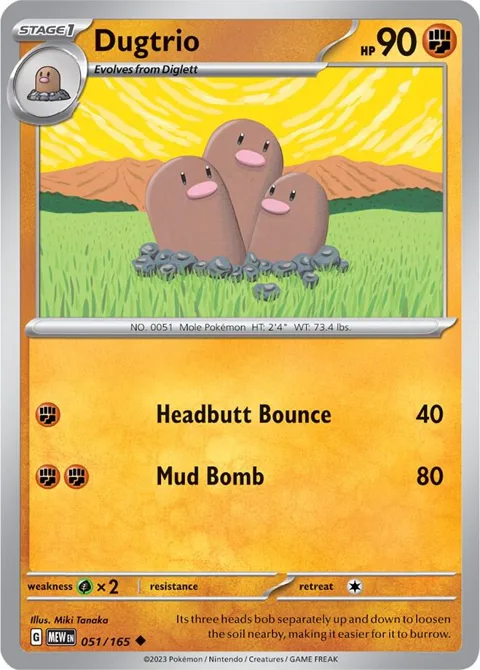Dugtrio #051/165 Reverse Holofoil Pokémon card from Scarlet & Violet 151