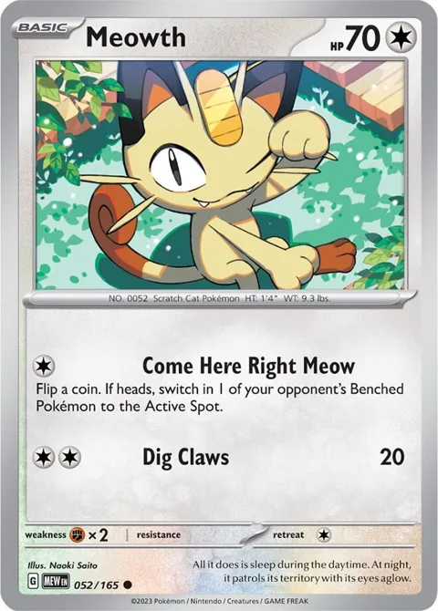 Meowth #052/165 Pokémon card from Scarlet & Violet 151