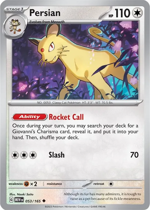 Persian #053/165 Pokémon card from Scarlet & Violet 151