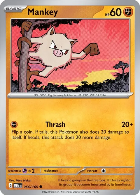 Mankey #056/165 Reverse Holofoil Pokémon card from Scarlet & Violet 151