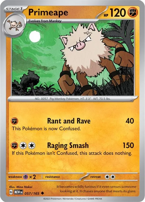 Primeape #057/165 Reverse Holofoil Pokémon card from Scarlet & Violet 151