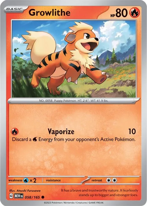 Growlithe #058/165 Pokémon card from Scarlet & Violet 151