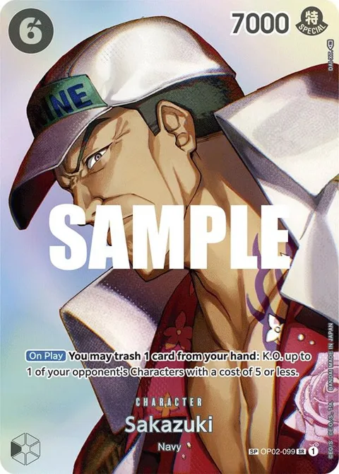 Sakazuki SP OP02-099 One Piece card from Kingdoms of Intrigue
