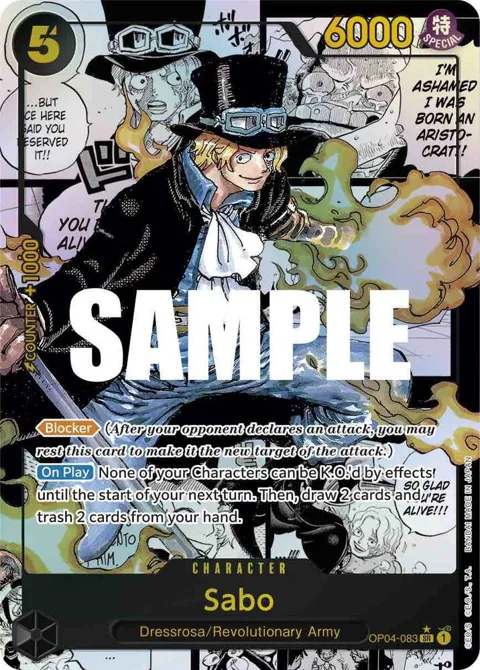 Sabo Alt Art Manga OP04-083 One Piece card from Kingdoms of Intrigue